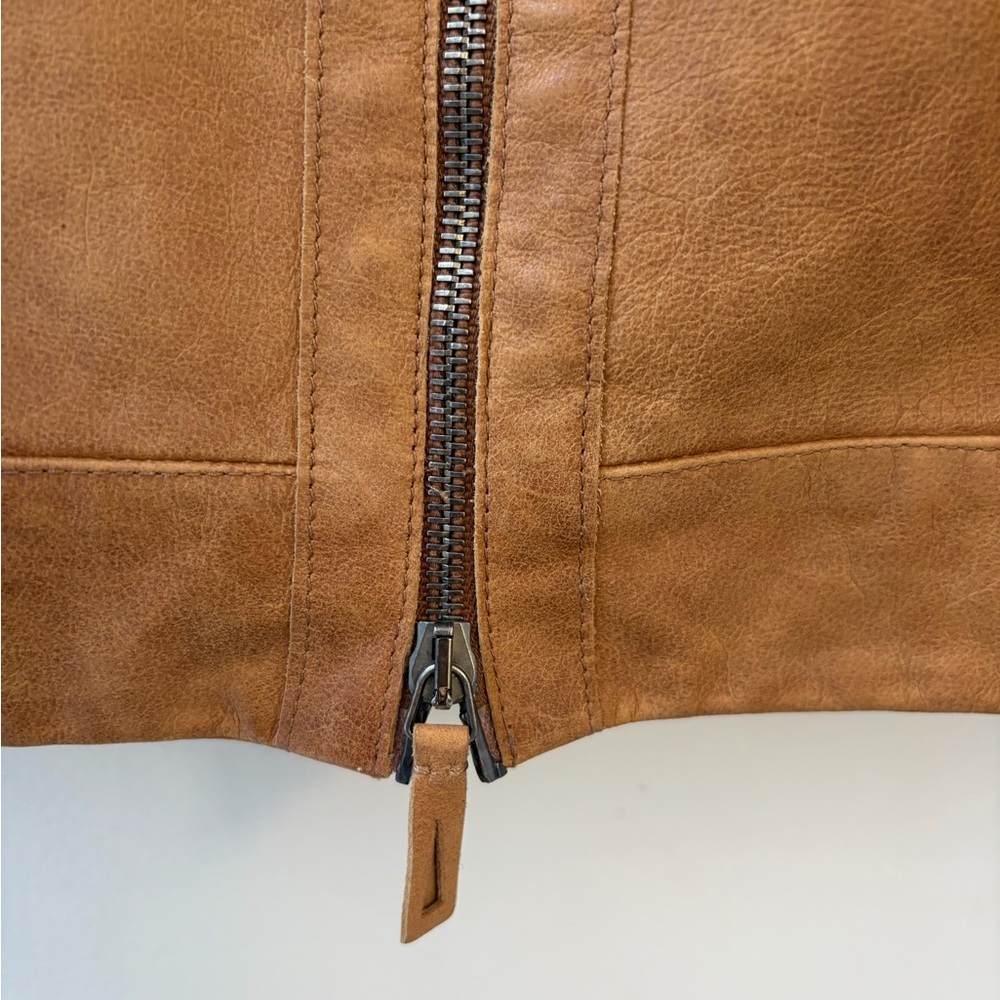 Burberry London Brown distressed Leather mini  Skirt classic pattern full zip 8 - Picture 7 of 14